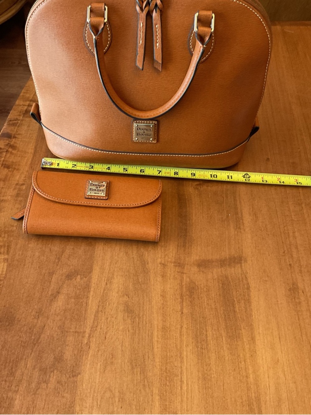 Dooney & Bourke Natural Saffiano Leather Zip Zip Satchel with Wallet - Picture 10 of 15